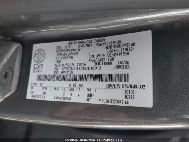 1FMCU0GX3EUE16012 Ford Escape