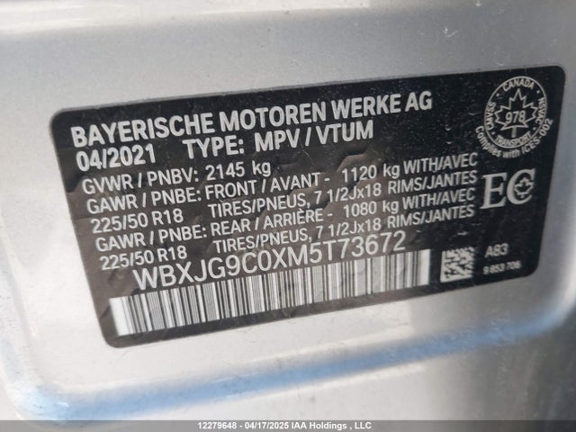 WBXJG9C0XM5T73672 BMW X1 Xdrive28i/xdrive28i Essential