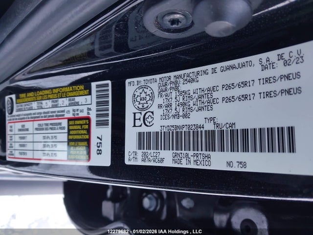 Продаж на аукціоні авто 2023 Toyota Tacoma Double Cab/sr5/trd Sport/trd Off Road, vin: 3TYDZ5BNXPT023844, номер лоту: 12279682