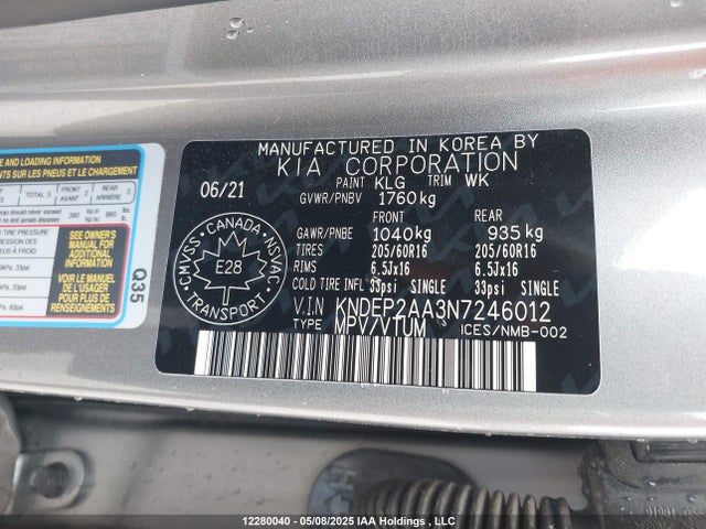 KNDEP2AA3N7246012 KIA nu