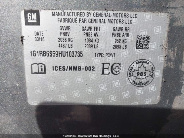 1G1RB6S59HU103735 Chevrolet Volt Premier