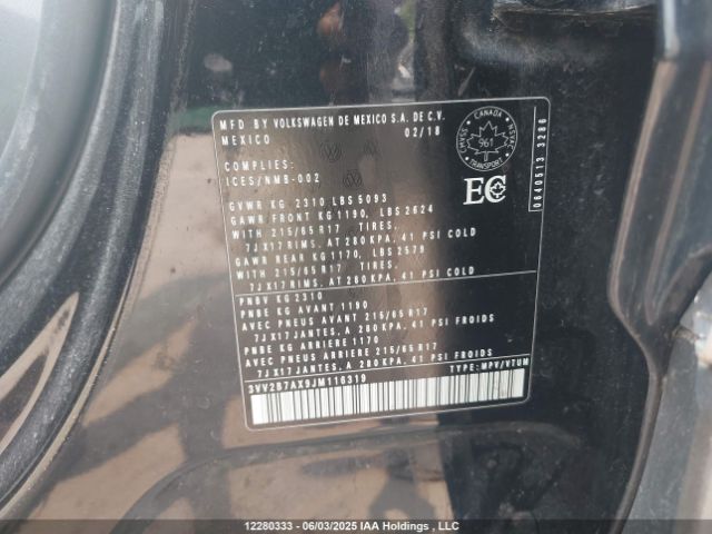 3VV2B7AX9JM116319 Volkswagen Tiguan