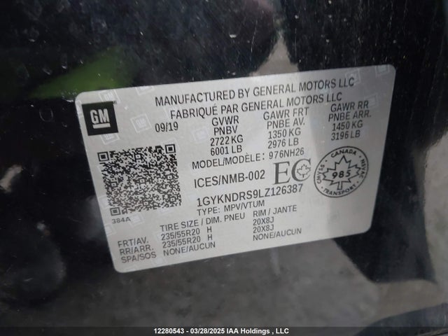 1GYKNDRS9LZ126387 Cadillac lgx