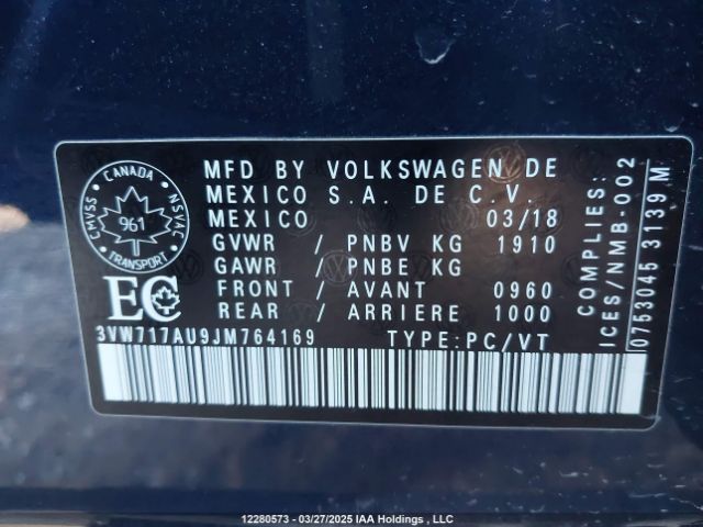 3VW717AU9JM764169 Volkswagen GOLF SPORTWAGEN