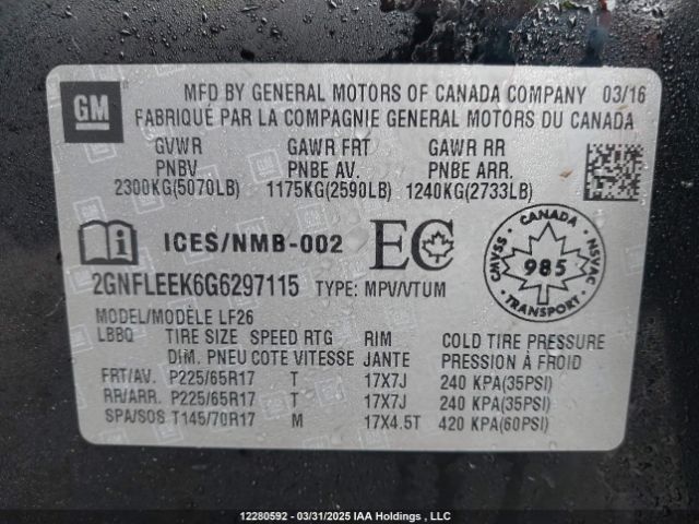 2GNFLEEK6G6297115 Chevrolet EQUINOX LS