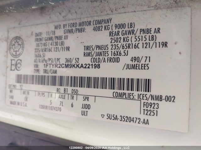 Ford 2019 2019 1FTYR2CM9KKA22198 Image 8