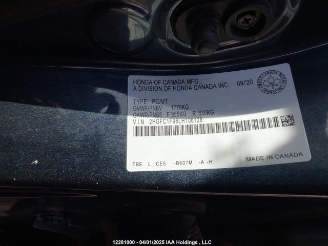 2HGFC1F98LH106128 Honda l15b7