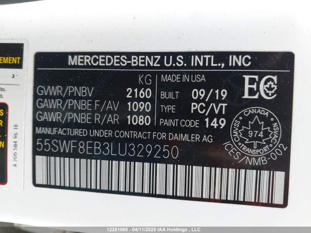 55SWF8EB3LU329250 Mercedes-Benz m264