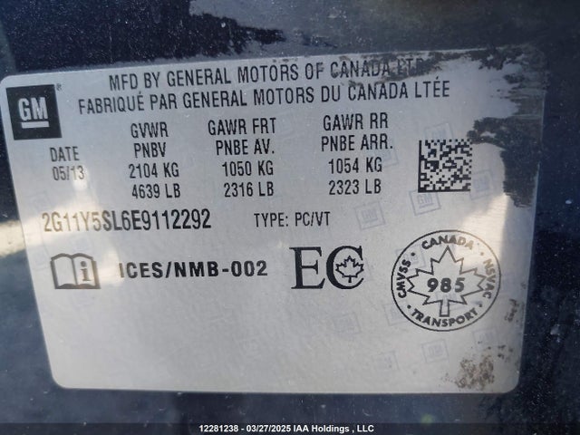 Chevrolet lkw 2014 2G11Y5SL6E9112292 Image 9