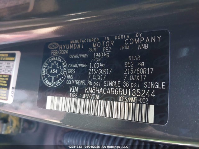 KM8HACAB6RU135244 Hyundai Kona Se