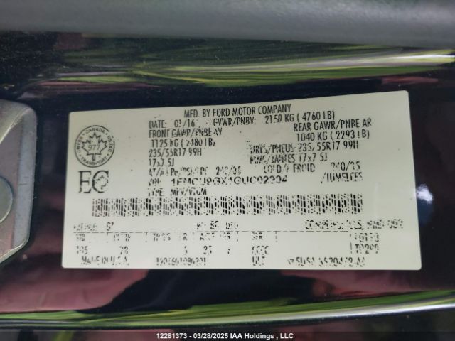 1FMCU9GX1GUC02904 Ford ESCAPE SE