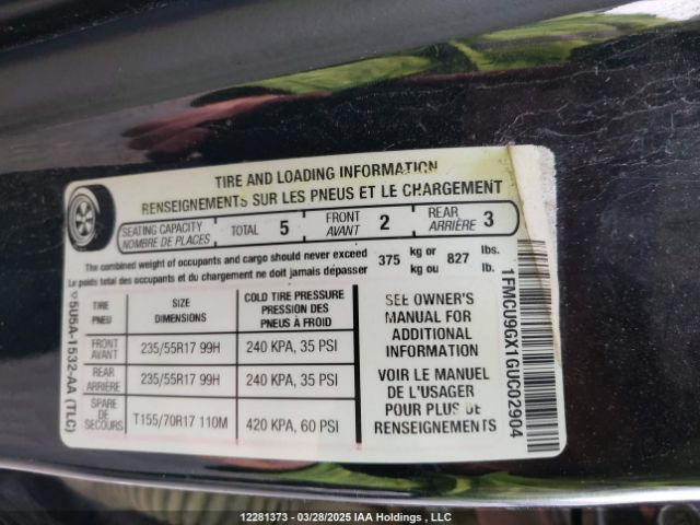 1FMCU9GX1GUC02904 Ford ESCAPE SE