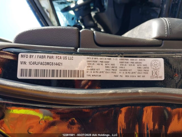 1C4RJFAG3MC614421 Jeep Grand Cherokee