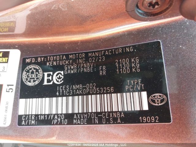 4T1C31AK0PU053256 Toyota CAMRY LE