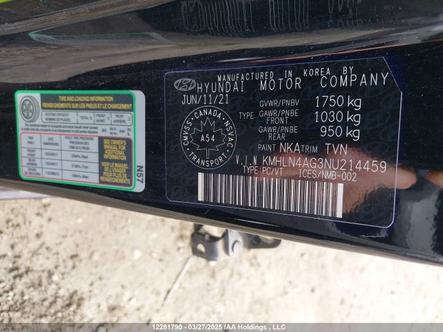 KMHLN4AG3NU214459 Hyundai Elantra
