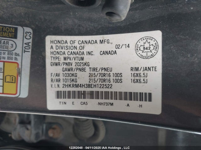 2HKRM4H38EH122522 Honda k24z7