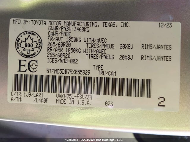 5TFNC5DB7RX055829 Toyota v35a-fts