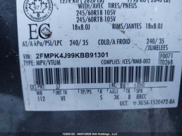 2FMPK4J99KBB91301 Ford EDGE SEL