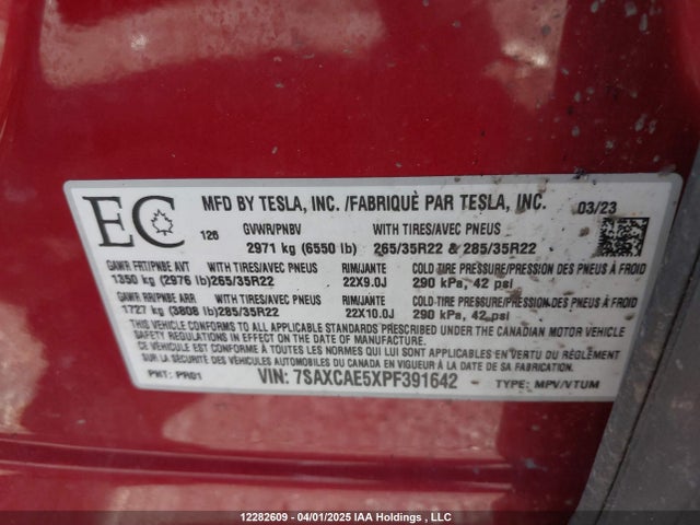 Tesla 2023 2023 7SAXCAE5XPF391642 Image 9