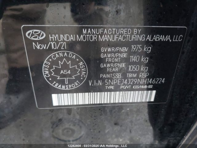 5NPEJ4J29NH146224 Hyundai t-gdi gamma ii