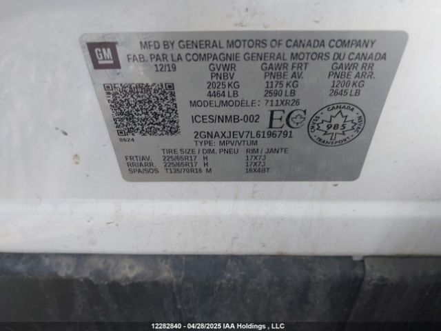 2GNAXJEV7L6196791 Chevrolet EQUINOX LT
