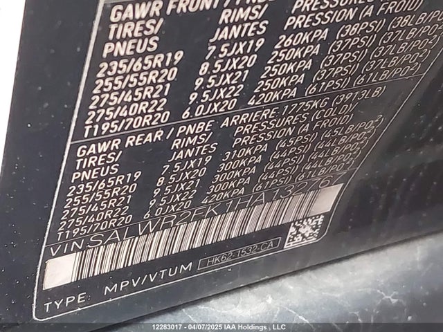 SALWR2FK1HA132767 Land Rover td6 lev3 lev160