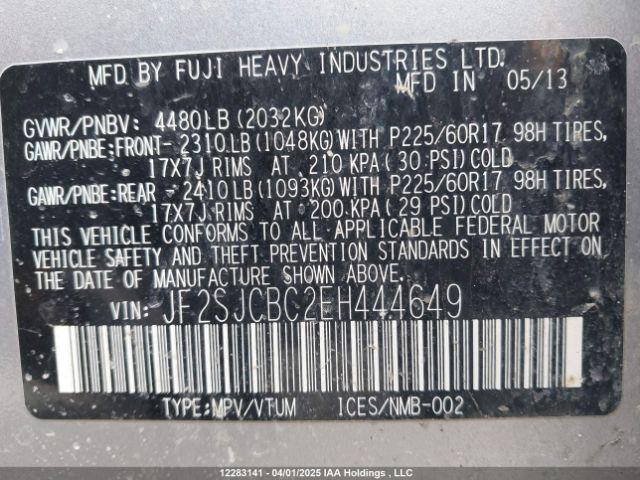 JF2SJCBC2EH444649 Subaru Forester