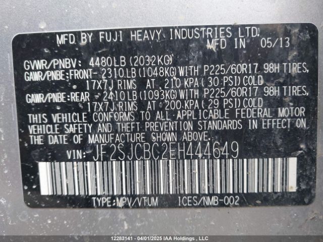 JF2SJCBC2EH444649 Subaru Forester