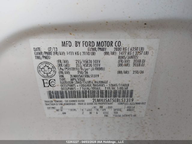 2LMHJ5AT5EBL51319 Lincoln MKT