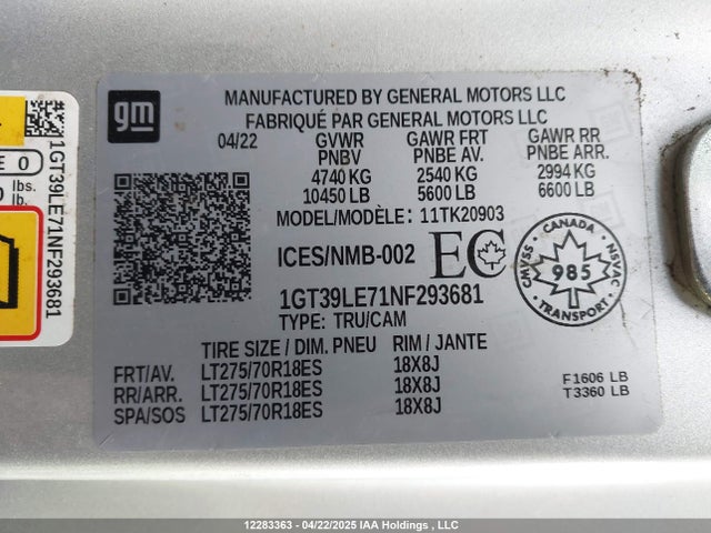1GT39LE71NF293681 GMC l8t