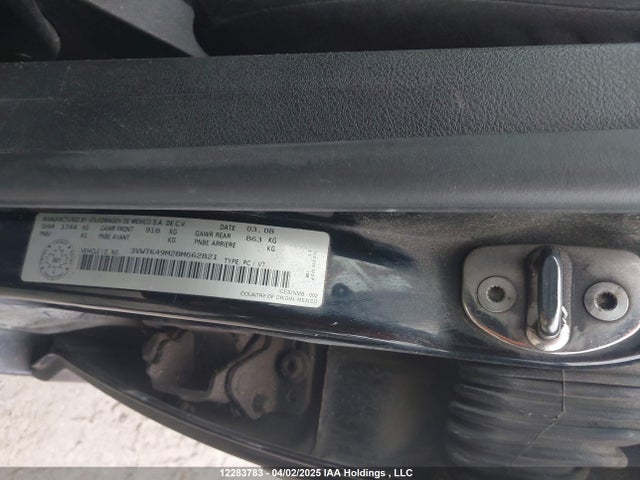12283783 :رقم المزاد ، 3VWTK49M28M662821 vin ، 2008 Volkswagen City Jetta مزاد بيع