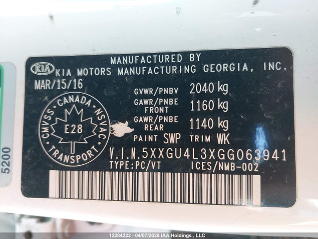 5XXGU4L3XGG063941 KIA t-gdi theta ii