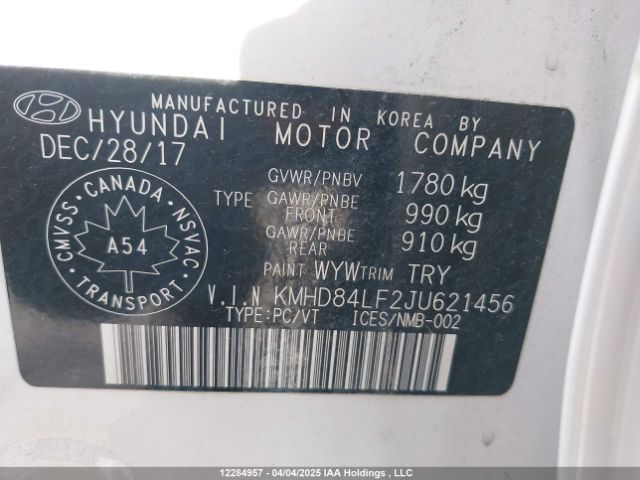 KMHD84LF2JU621456 Hyundai Elantra Sel/value/limited