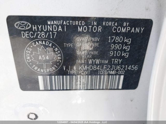KMHD84LF2JU621456 Hyundai Elantra Sel/value/limited