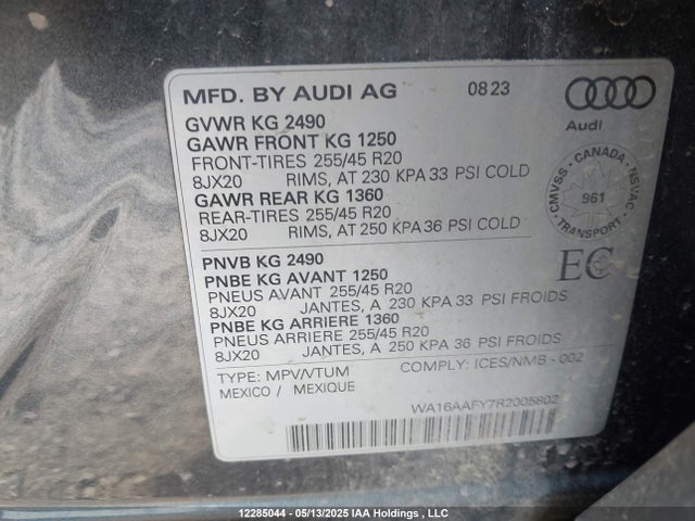Audi 45 tfsi (2.0t) 2024 WA16AAFY7R2005802 Image 9
