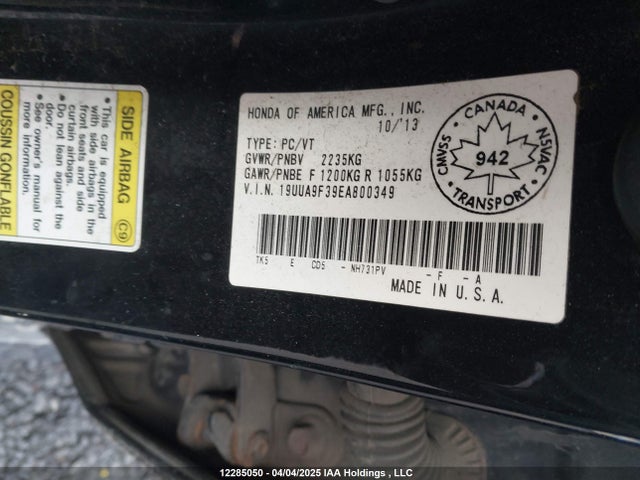 Acura j37a4 2014 19UUA9F39EA800349 Image 9