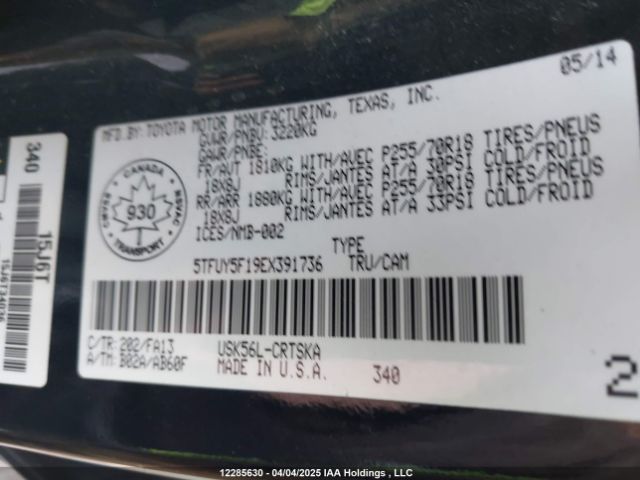 5TFUY5F19EX391736 Toyota 3ur-fe