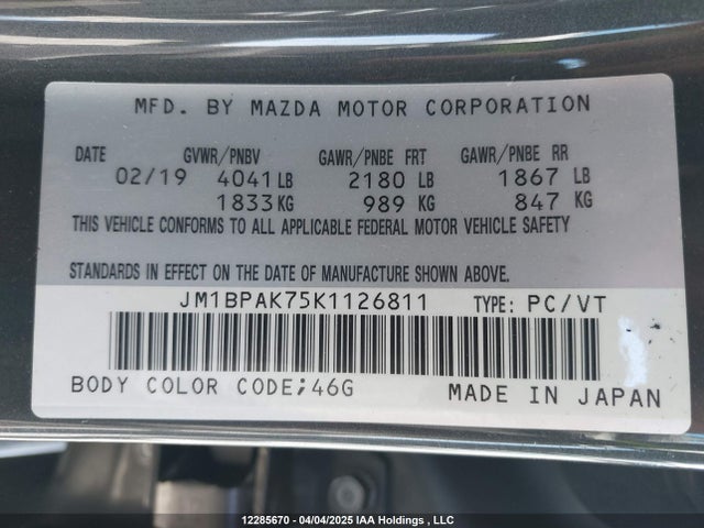 Mazda pe 2019 JM1BPAK75K1126811 Image 19
