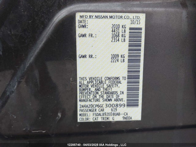 1N4AZ0CP6GC300899 Nissan Leaf