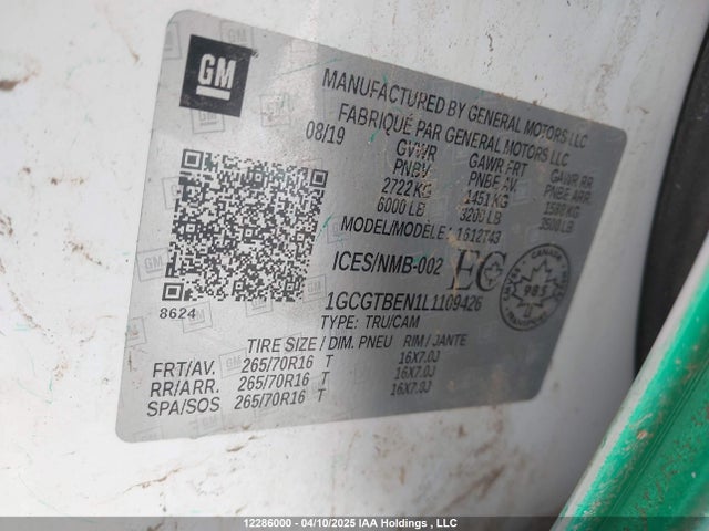 1GCGTBEN1L1109426 Chevrolet lg2 - di: direct injection, vvt: variable valve timing, alum, var2, gen2