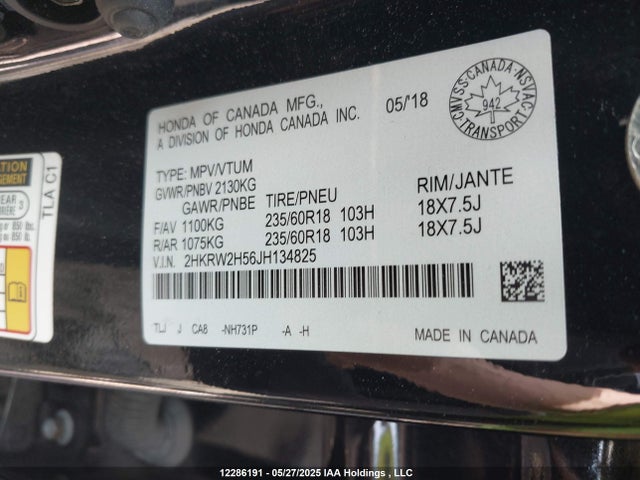 Honda l15be 2018 2HKRW2H56JH134825 Image 9