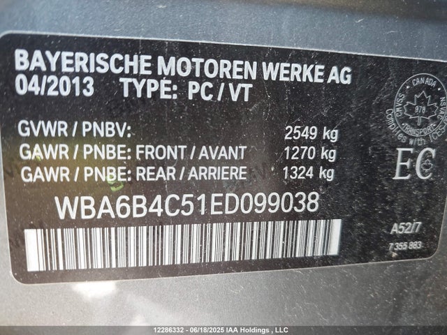 WBA6B4C51ED099038 BMW 650i