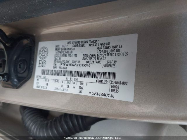 1FTFW1EG2JFB35340 Ford F-150 Lariat