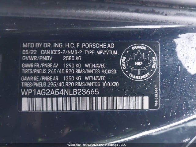 Porsche Macan 2022 WP1AG2A54NLB23665 Image 9