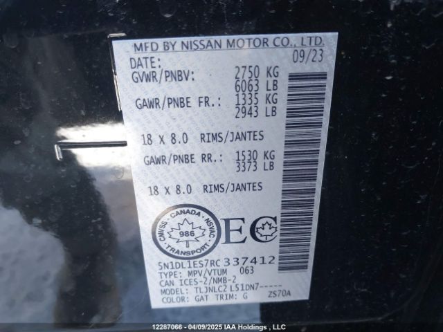 5N1DL1ES7RC337412 Infiniti QX60 PURE