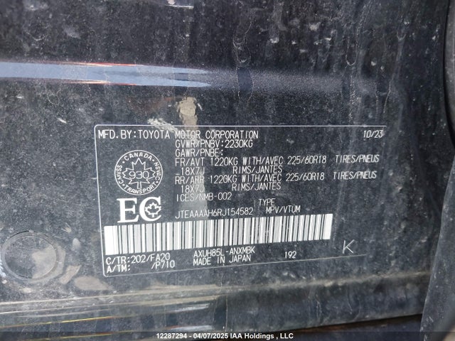 JTEAAAAH6RJ154582 Toyota a25a-fxs
