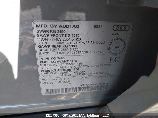 Audi Q5 2021 WA16AAFY5M2074576 Image 10