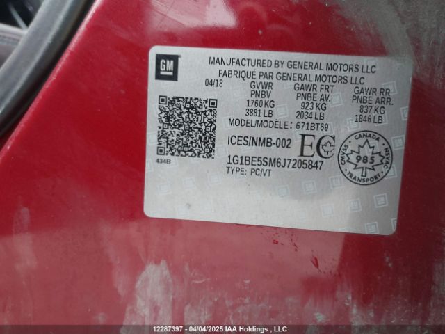 1G1BE5SM6J7205847 Chevrolet le2 -di: direct injection, vvt: variable valve timing, gen, alum