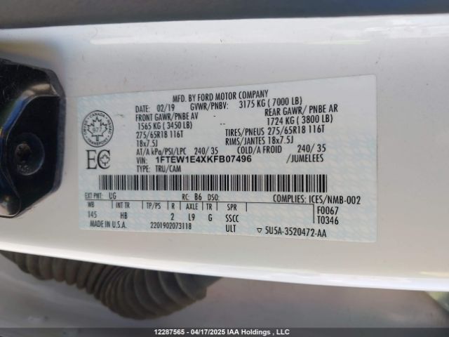 1FTEW1E4XKFB07496 Ford F150 Supercrew