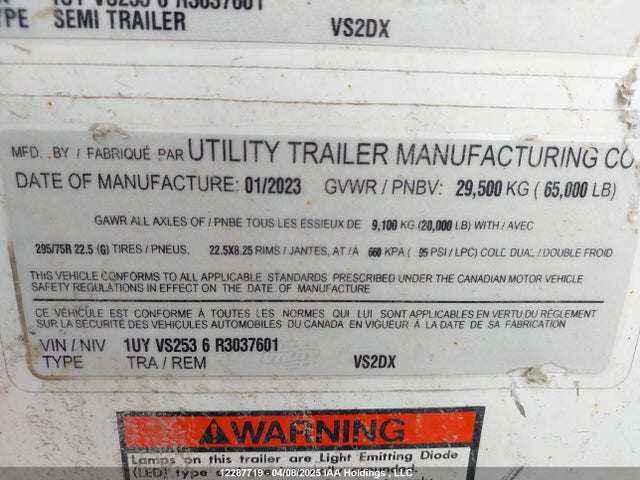 Utility Trailer Mfg Trailer 2024 1UYVS2536R3037601 Image 9